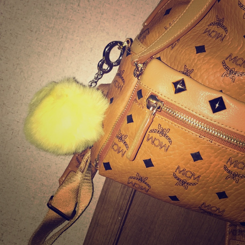 Yellow puffball keychain